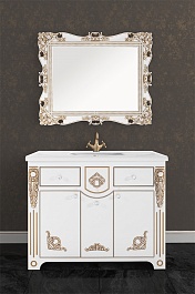 Водолей Мебель для ванной "Версаль 105" белая/золото, зеркало Кармен в раме – фотография-6